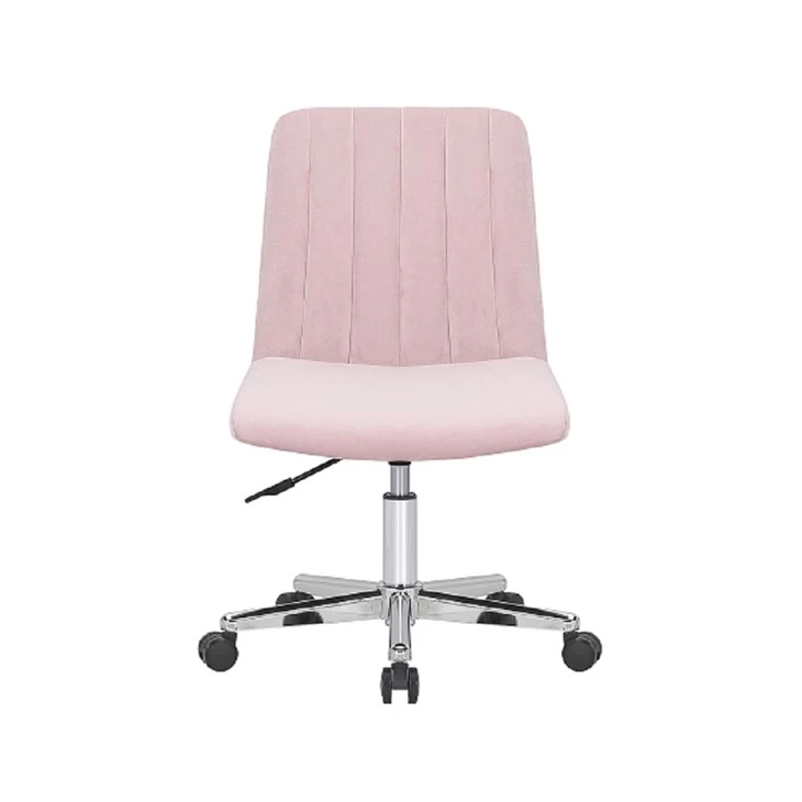 Roze fluwelen draaibare bureaustoel