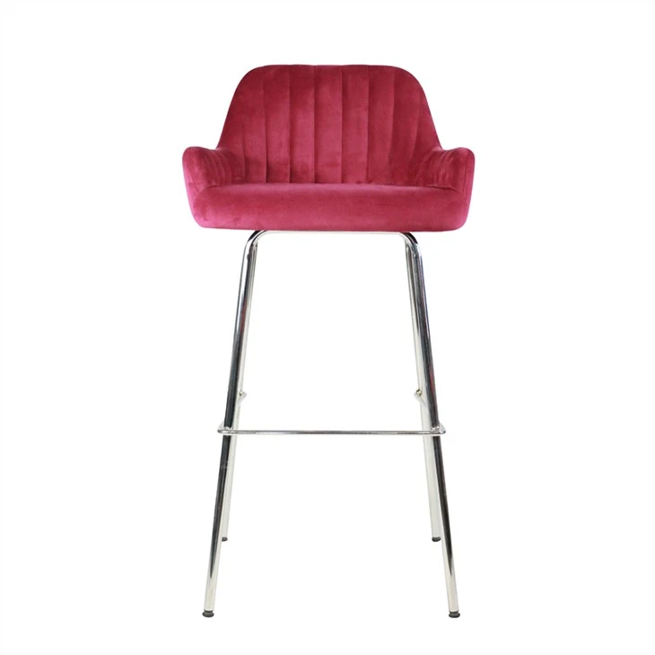 Moderne ergonomische metalen poten, stoffen bekleding, barstoel voor ontbijt