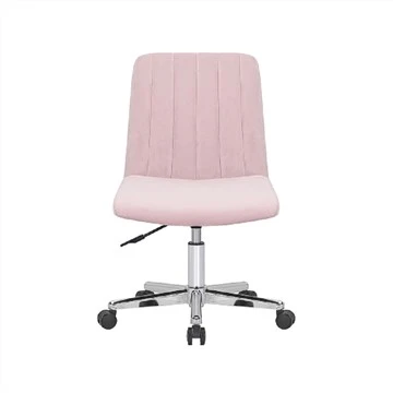 Roze fluwelen draaibare bureaustoel