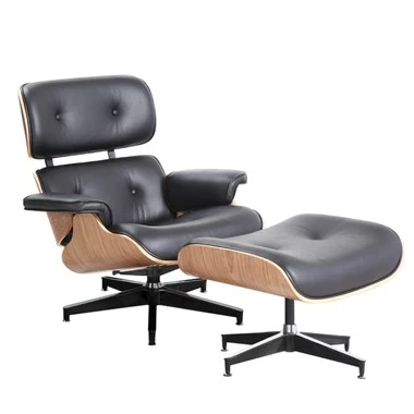 Moderne fauteuil uit het midden van de eeuw met poef