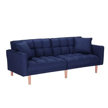 Zachte en comfortabele converteerbare bank in blauw linnen