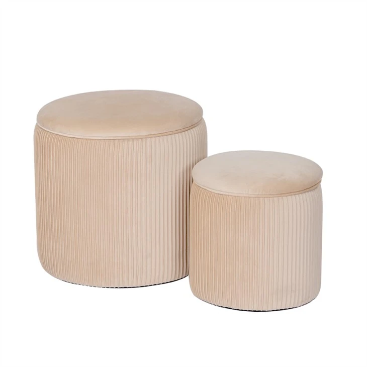 Opbergkruk rond fluwelen kruk, abrikoos