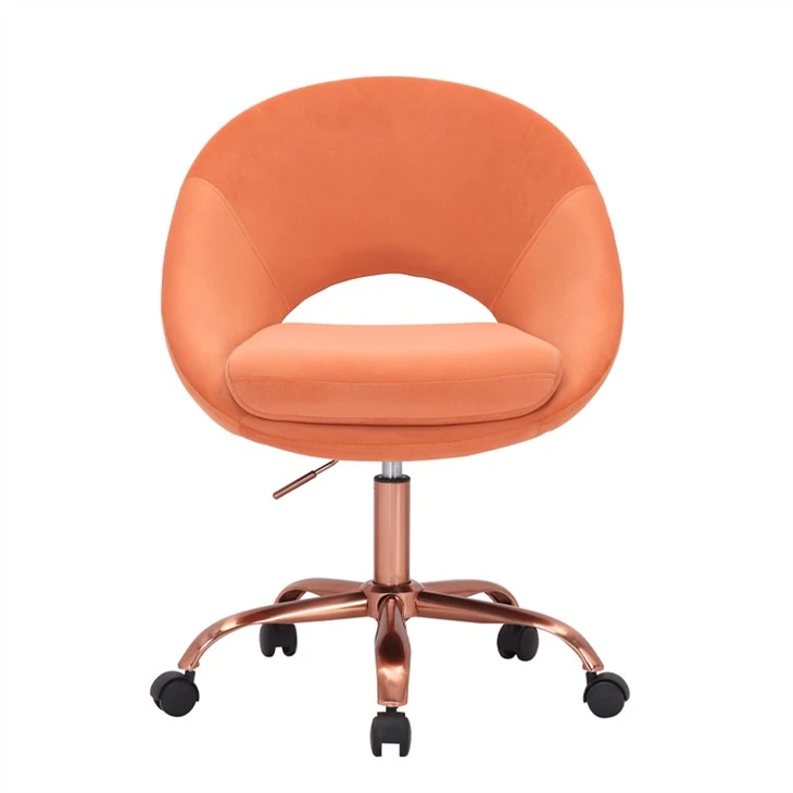 Velvet Home Office-stoel, roségouden metalen poten